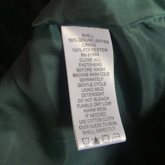 American Vintage Retro Green Suede Leather Car coat 3 Button closing size medium - Picture 12 of 13